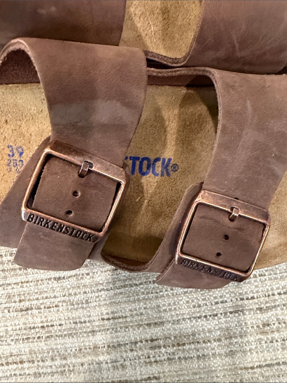 Women’s Birkenstock Brown Double-Buckle Slide Sandals Size 39 - Picture 7 of 11